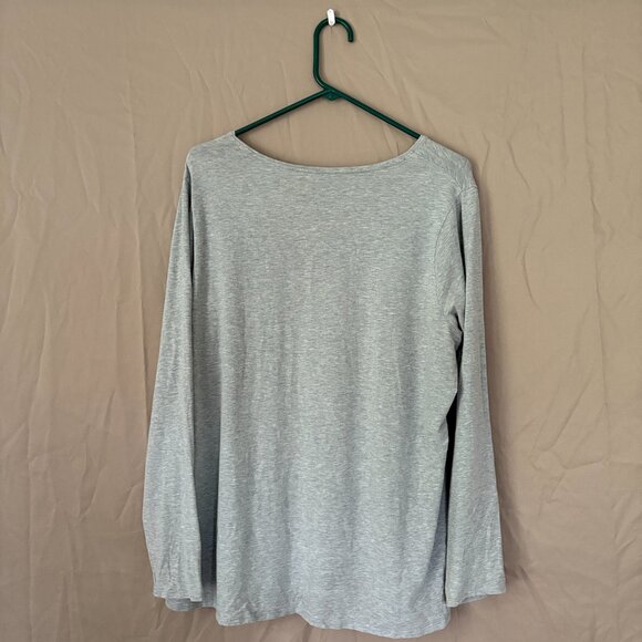 Cold Water Creek Womens Long Sleeve Crew Neck Top Size XXL Grey Cotton Athesiure - Picture 2 of 6